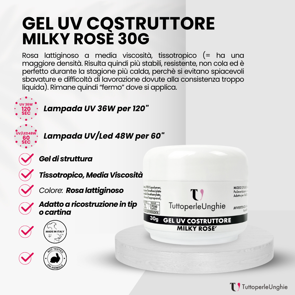 Gel UV Costruttore Milky Rose 50g