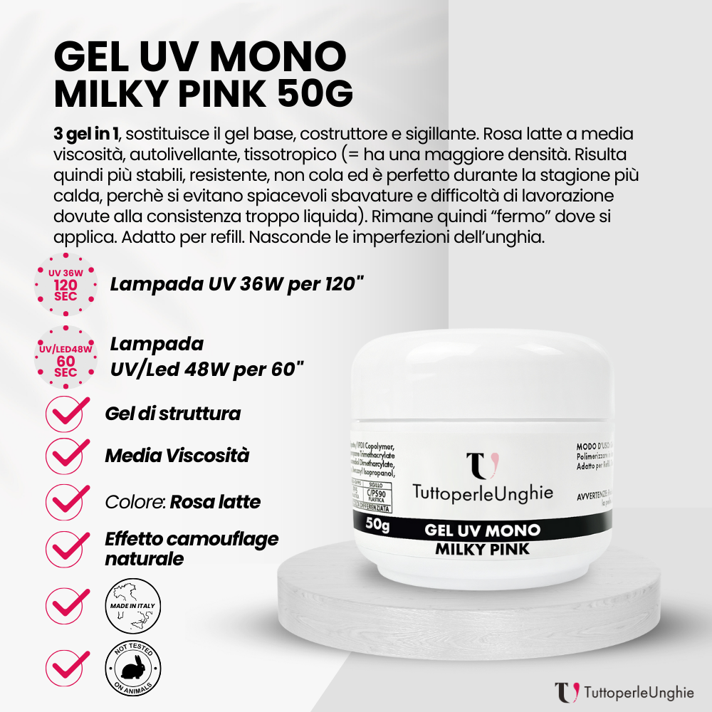 Gel UV Mono Milky Pink 50g