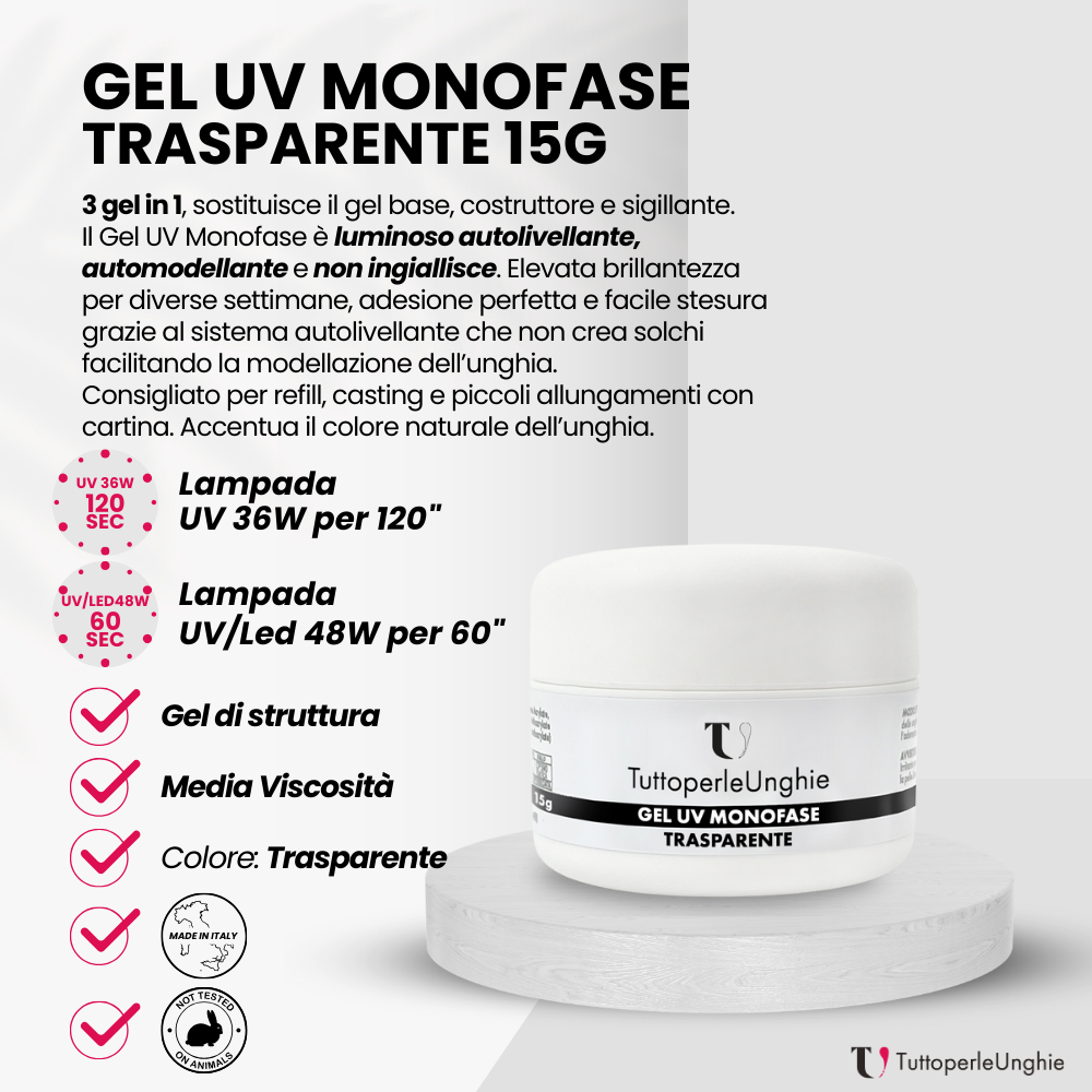 Gel UV  Monofase Trasparente 15g