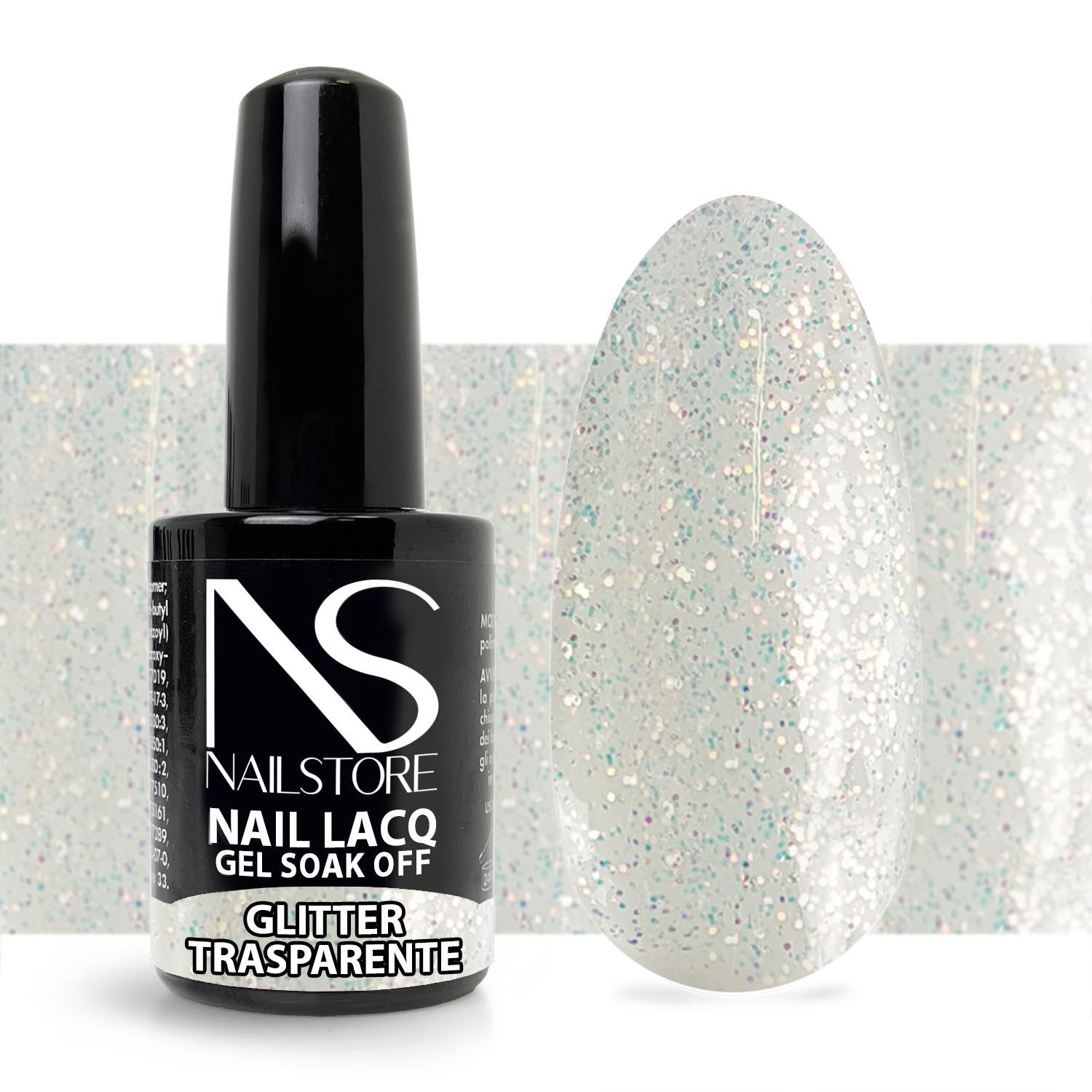 Semipermanente Nail Lacq Glitter Trasparente-NAILSTORE