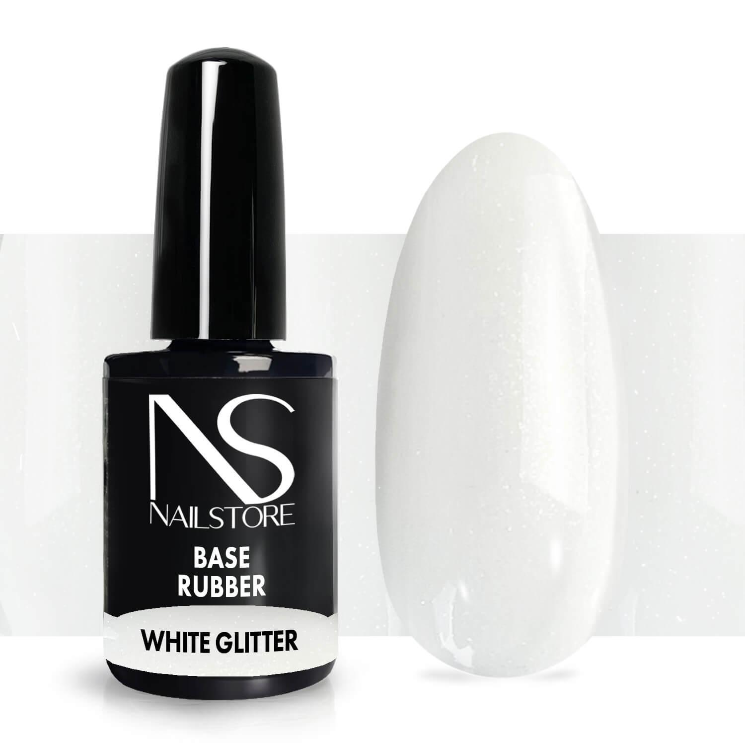 Base Rubber White Glitter-NAILSTORE