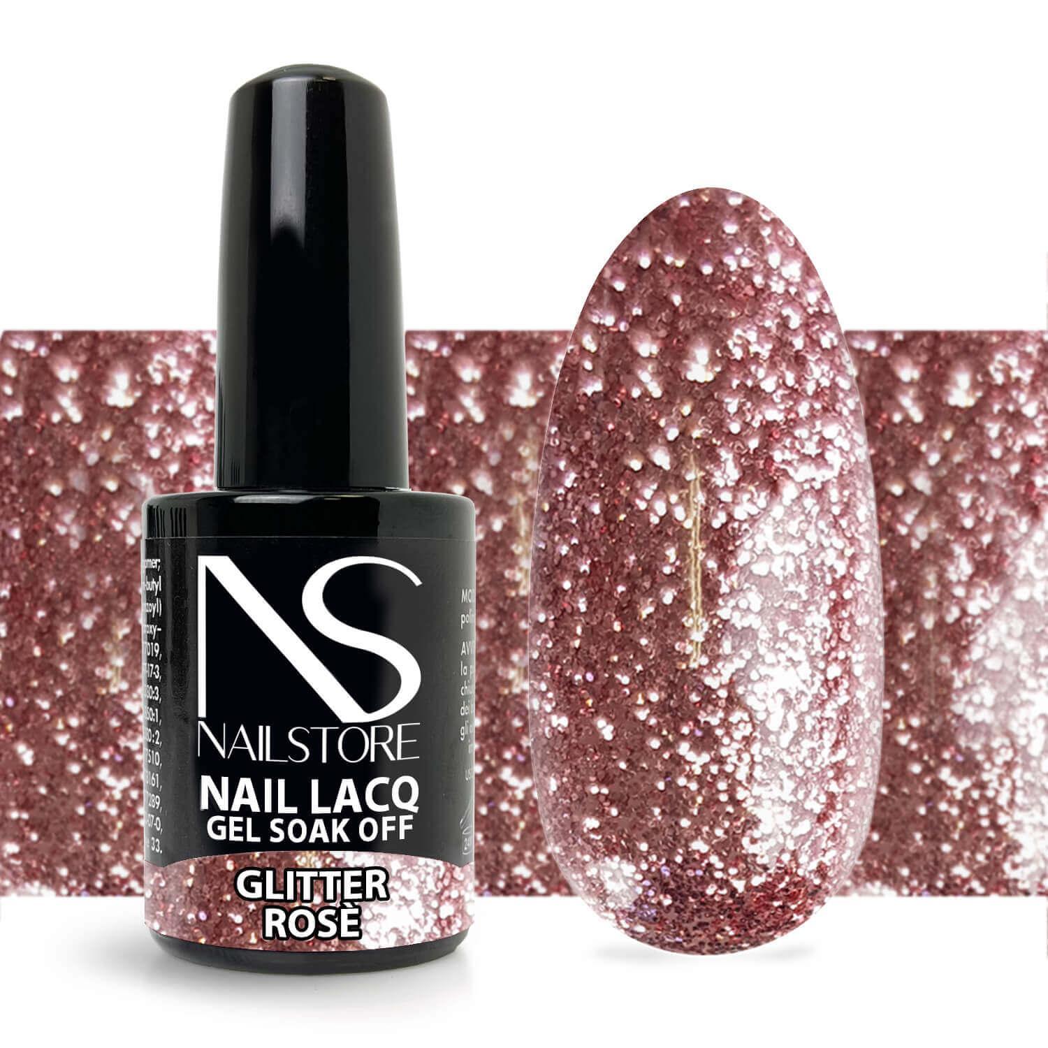 Semipermanente Nail Lacq Glitter Rose-NAILSTORE