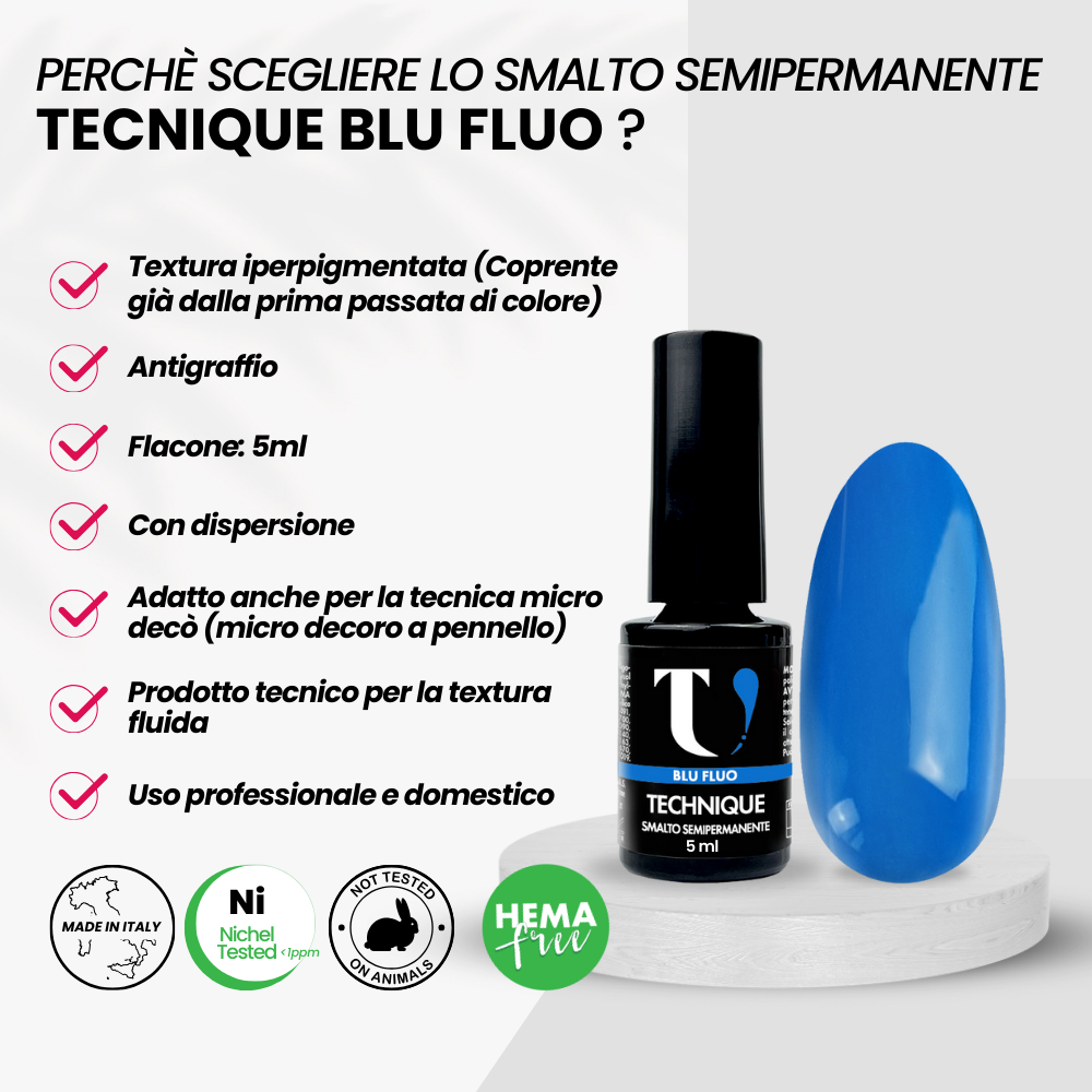 Smalto Semipermanente Blu Fluo 5ml