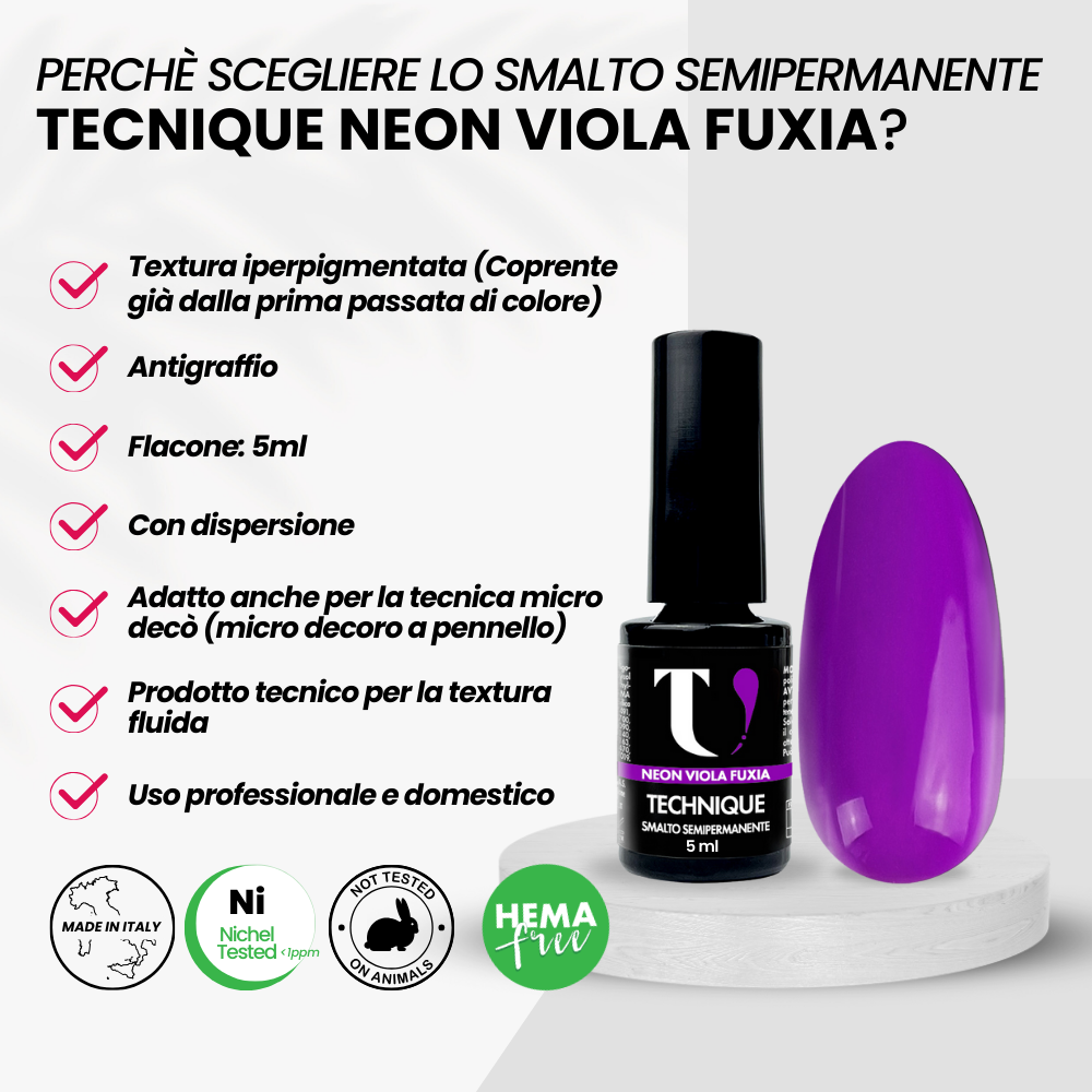 Smalto Semipermanente Neon Viola Fuxia 5ml