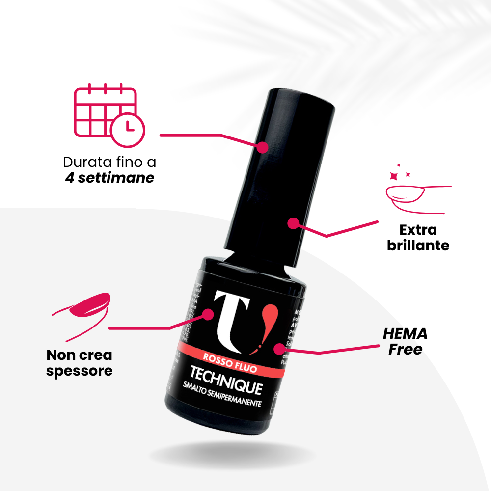 Smalto Semipermanente Rosso Fluo 5ml