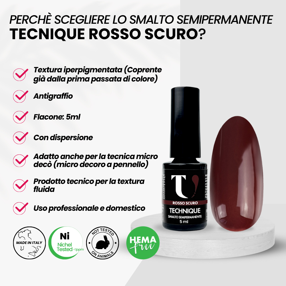 Smalto Semipermanente Rosso Scuro 5ml