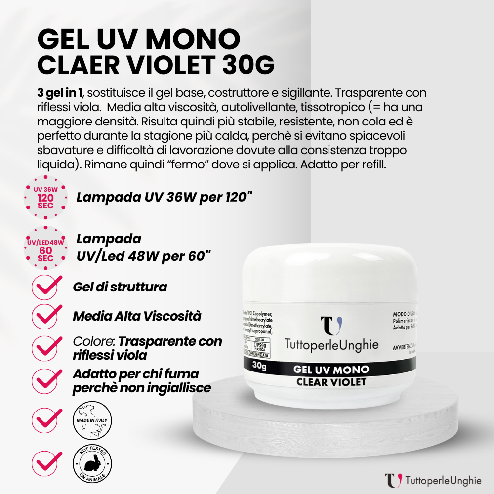 Gel UV Mono Clear Violet 30g