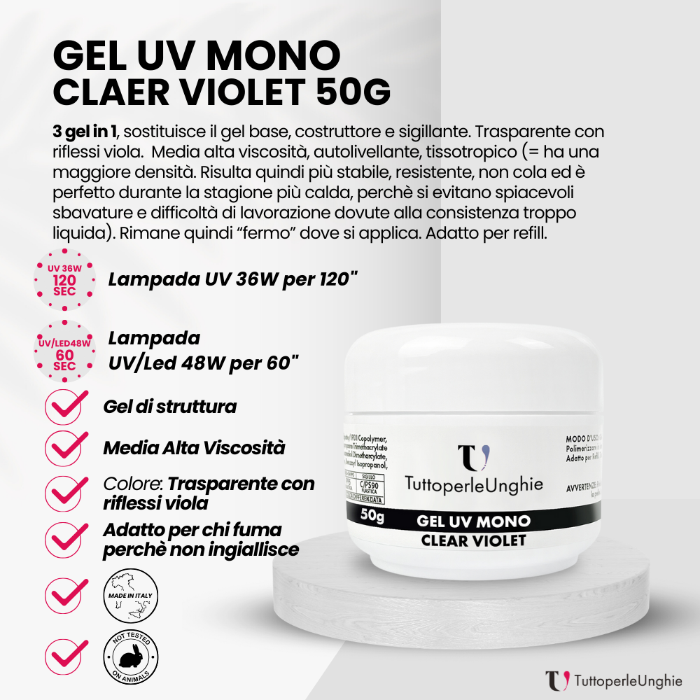 Gel UV Mono Clear Violet 50g